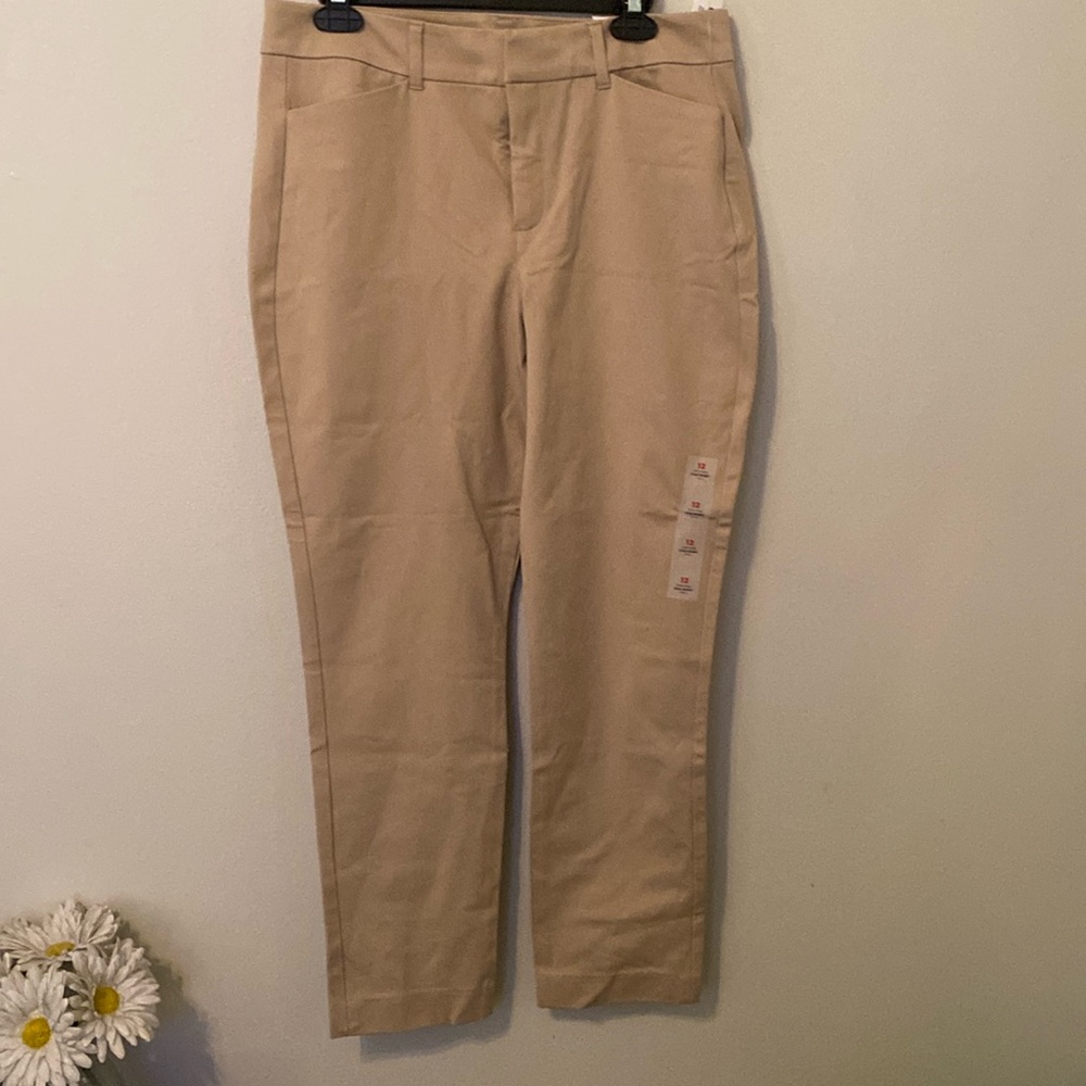 Old Navy Khaki High Rise Pixie Skinny Ankle Pants [Size: 12]